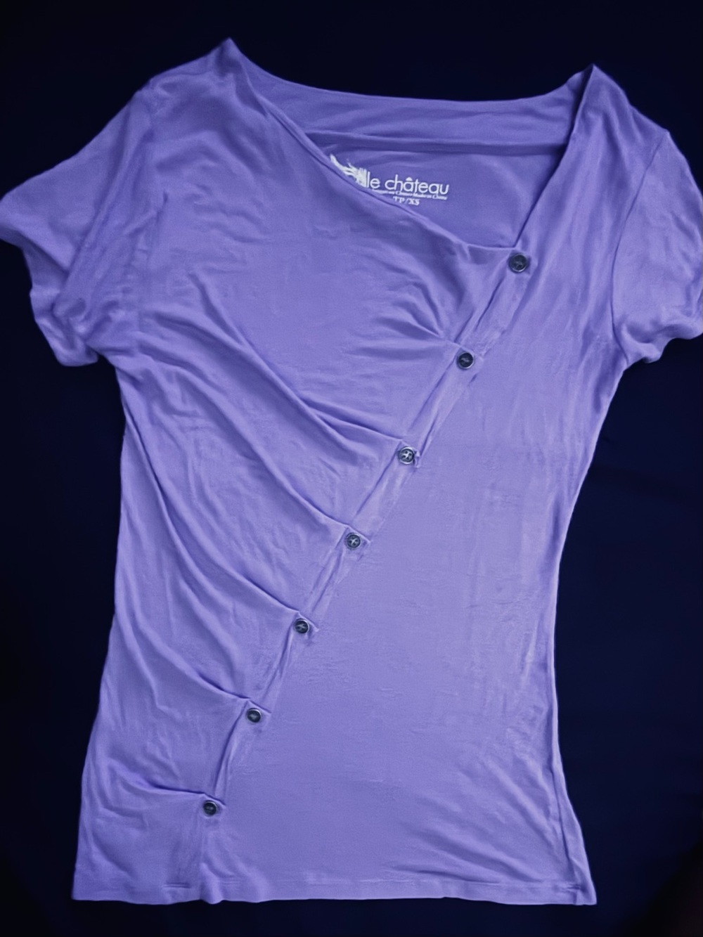 le chรขteau Lavender Short-Sleeve Button-Accent Top